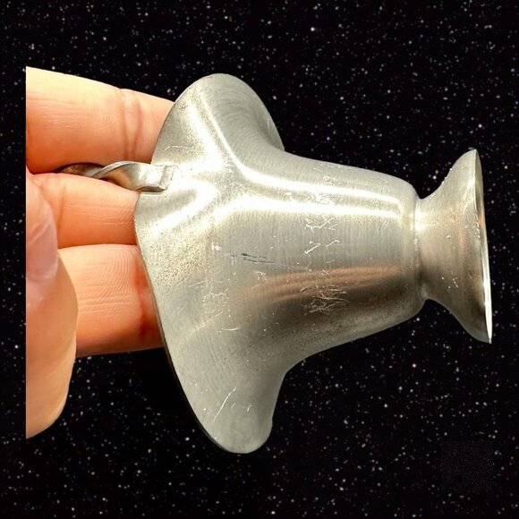 Vintage Norway Mid Century Modern Pewter Small Basket Red Metal Enameled 4”T - Picture 6 of 11